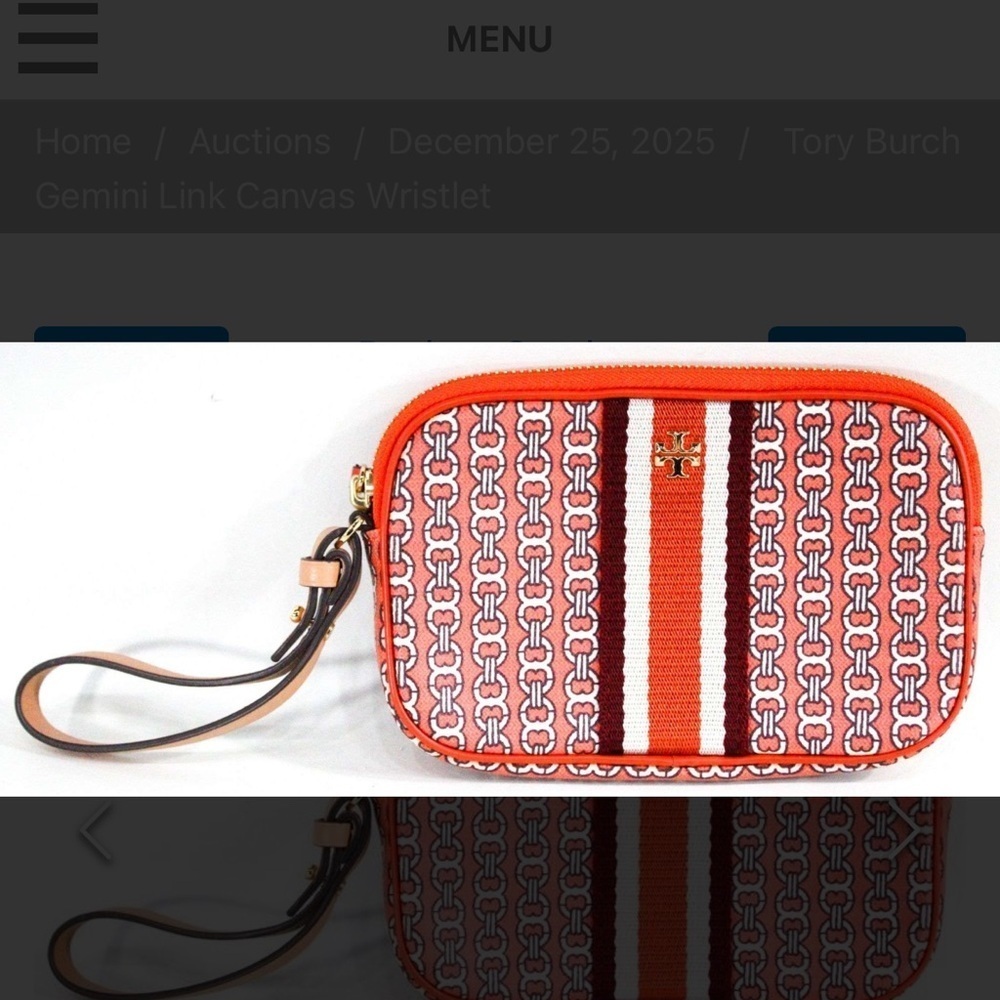 Tory Burch Red Canvas Wristlet